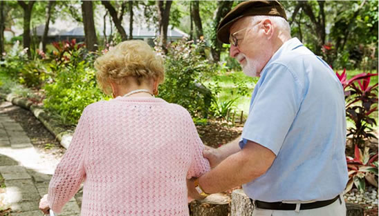 Elderly Couple Walking